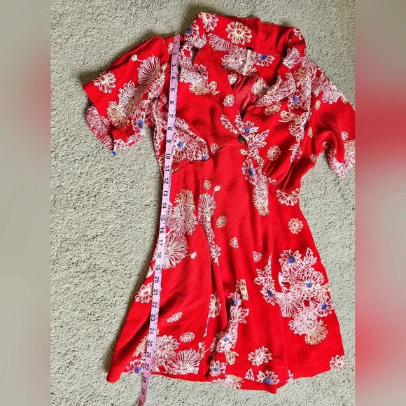 Free People Size XS Hawaiin printed v neck fit and Flare  viscose dress pocke… - Picture 9 of 11